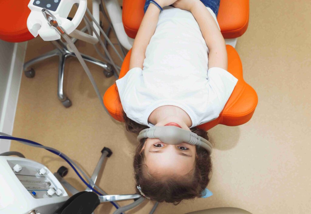 Child getting nitrous oxide sedation